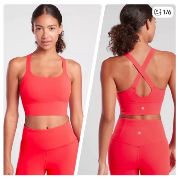 Athleta Other - Athleta Warrior Long Line Sports Bra Criss Cross Straps Size Large Red